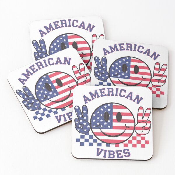 Item preview, American Vibes Retro Smiley Face Patriotic USA Flag Groovy Vintage Americana designed and sold by Ladys-Gents.