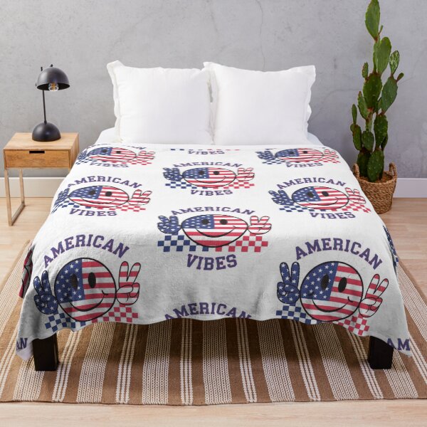 Item preview, American Vibes Retro Smiley Face Patriotic USA Flag Groovy Vintage Americana designed and sold by Ladys-Gents.