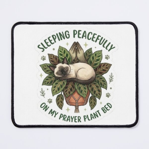 Item preview, Sleeping Cat on Prayer Plant Bed - Cute Calathea Botanical Sticker designed and sold by Barkashow.