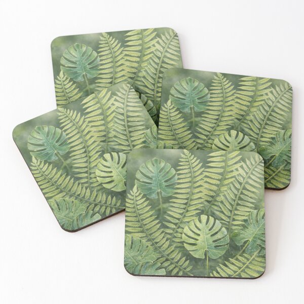 Item preview, Tropical Monstera and Fern Leaves with Water Droplets – Botanical Nature Photography designed and sold by Artondra Hall.
