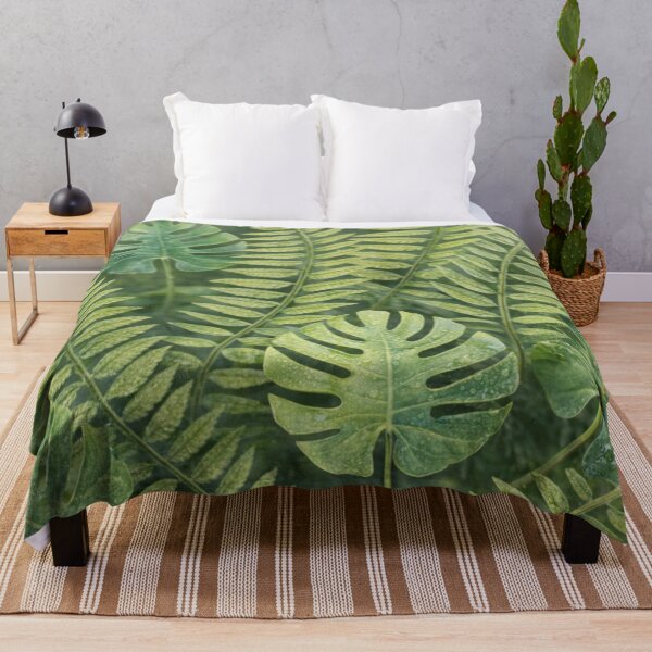 Item preview, Tropical Monstera and Fern Leaves with Water Droplets – Botanical Nature Photography designed and sold by Artondra Hall.
