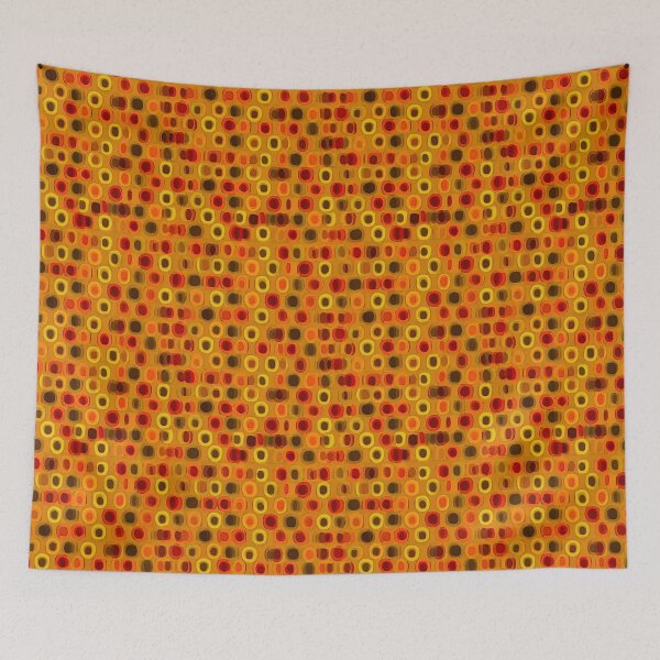 Item preview, Vintage 70s Orange and Yellow Dotted Circle Pattern designed and sold by Piotrek0001.