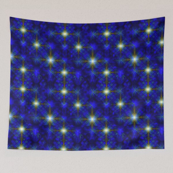 Item preview, Glowing Blue Starburst Grid Abstract Pattern designed and sold by Piotrek0001.