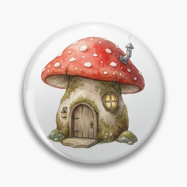 Item preview, Whimsical Mushroom House Watercolor designed and sold by Ich-Studio.