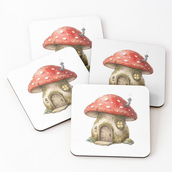 Item preview, Whimsical Mushroom House Watercolor designed and sold by Ich-Studio.