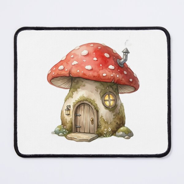 Item preview, Whimsical Mushroom House Watercolor designed and sold by Ich-Studio.