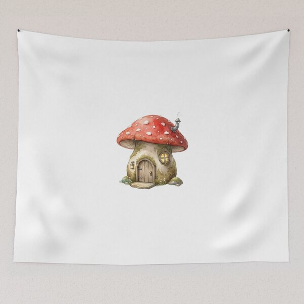 Item preview, Whimsical Mushroom House Watercolor designed and sold by Ich-Studio.