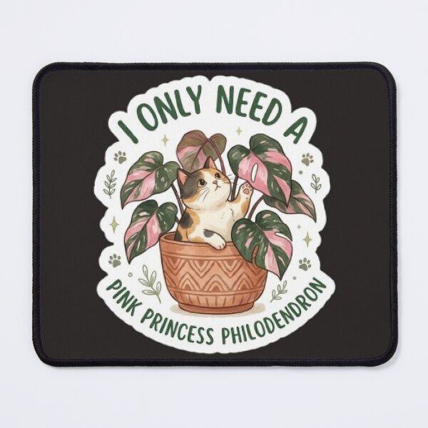 Item preview, Cat and Pink Princess Philodendron - Rare Plant Collector Sticker designed and sold by Barkashow.