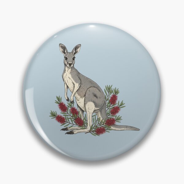 Item preview, Female Red Kangaroo and Bottle Brush Floral Art designed and sold by BirdsnStuff.