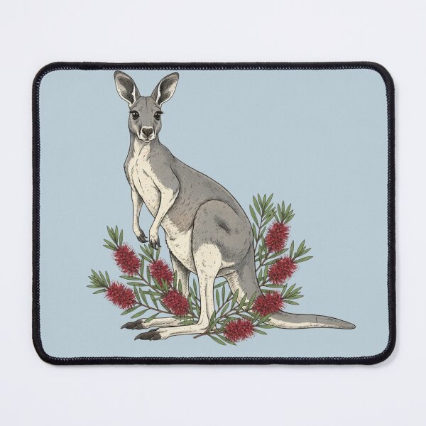 Item preview, Female Red Kangaroo and Bottle Brush Floral Art designed and sold by BirdsnStuff.