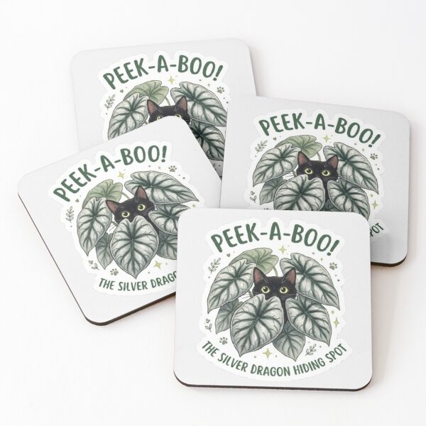 Item preview, Peek-a-Boo Black Cat & Silver Dragon Alocasia - Rare Plant Parent Sticker designed and sold by Barkashow.