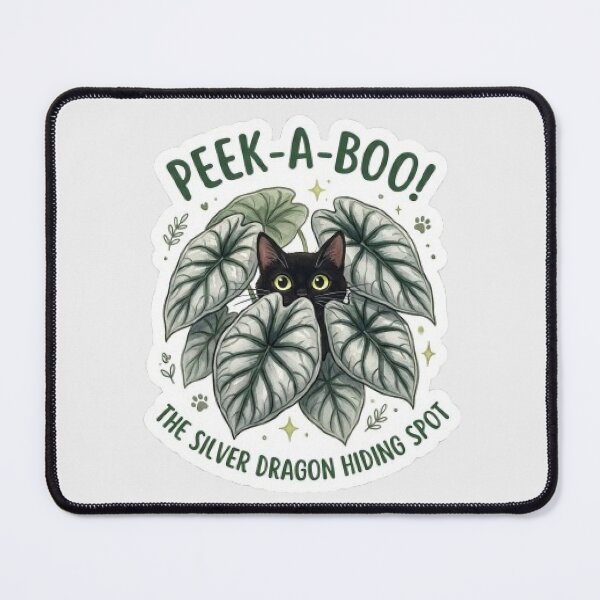 Item preview, Peek-a-Boo Black Cat & Silver Dragon Alocasia - Rare Plant Parent Sticker designed and sold by Barkashow.