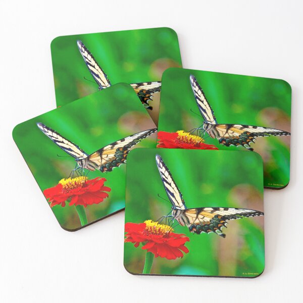 Item preview, Tiger Swallowtail Butterfly on Zinnia Flower designed and sold by AMacGPhilly.