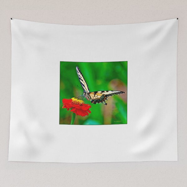 Item preview, Tiger Swallowtail Butterfly on Zinnia Flower designed and sold by AMacGPhilly.