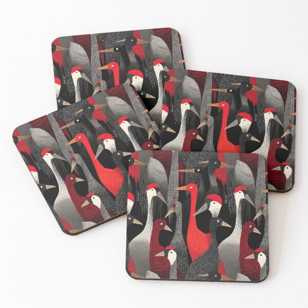 Item preview, Exotic Black Birds with Red Beaks Pattern designed and sold by Piotrek0001.