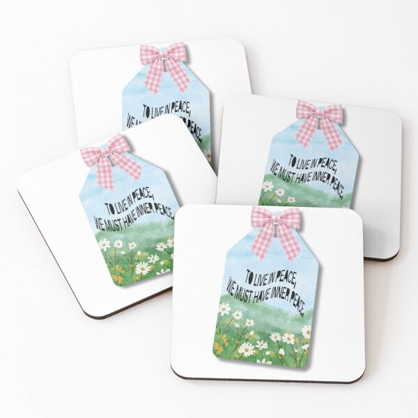 Item preview, Inner Peace Quote Gift Tag — Watercolour Daisy Meadow with Pink Gingham Bow designed and sold by Darcy'sArtfortheHeart.