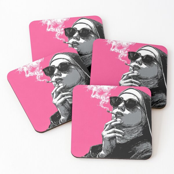 Item preview, Woman smoking on pink backdrop designed and sold by anytka.