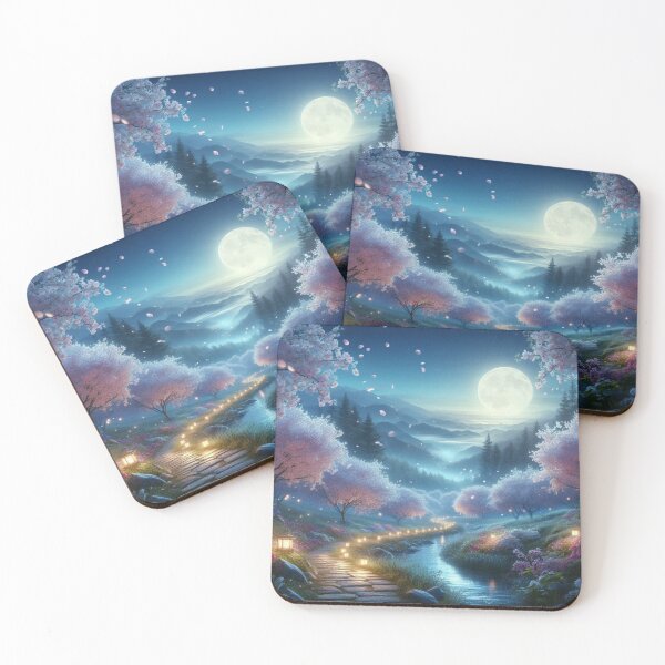 Item preview, Enchanted Moonlit Forest Path Beside a Tranquil River designed and sold by designlee.