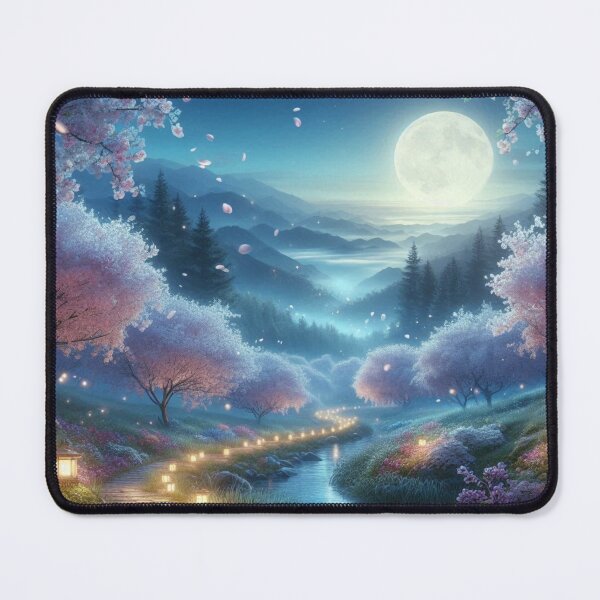 Item preview, Enchanted Moonlit Forest Path Beside a Tranquil River designed and sold by designlee.