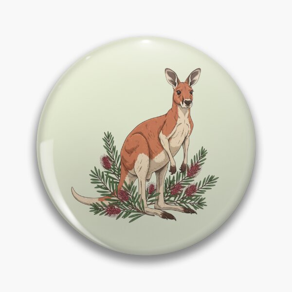 Item preview, Male Red Kangaroo and Bottle Brush Floral Art designed and sold by BirdsnStuff.