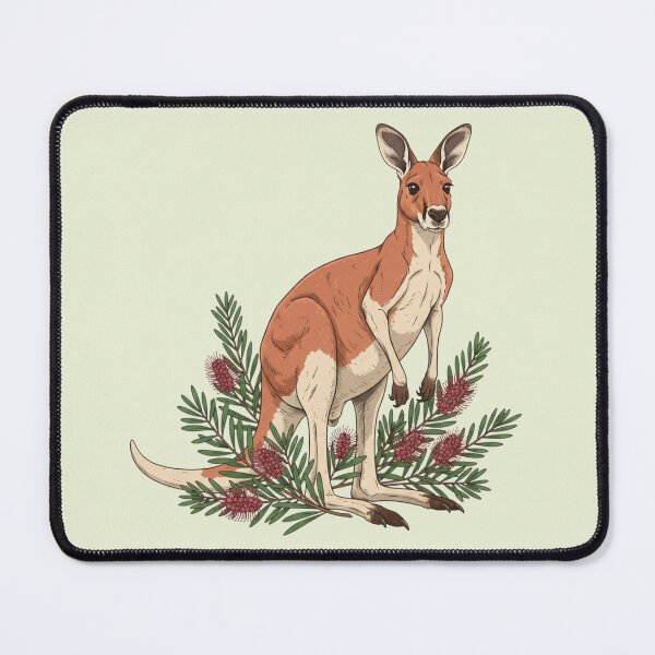 Item preview, Male Red Kangaroo and Bottle Brush Floral Art designed and sold by BirdsnStuff.