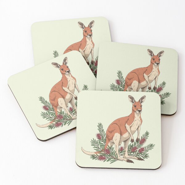 Item preview, Male Red Kangaroo and Bottle Brush Floral Art designed and sold by BirdsnStuff.