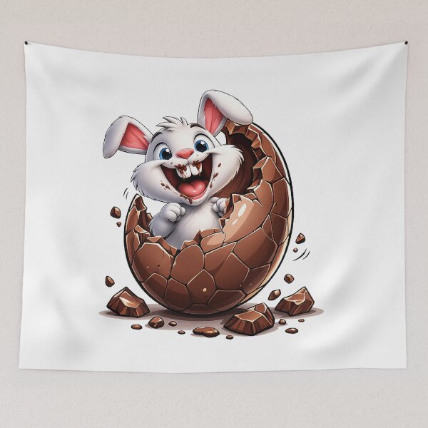 Item preview, Cute Bunny in Cracked Chocolate Egg – Funny Easter Cartoon Design designed and sold by ustylelab.