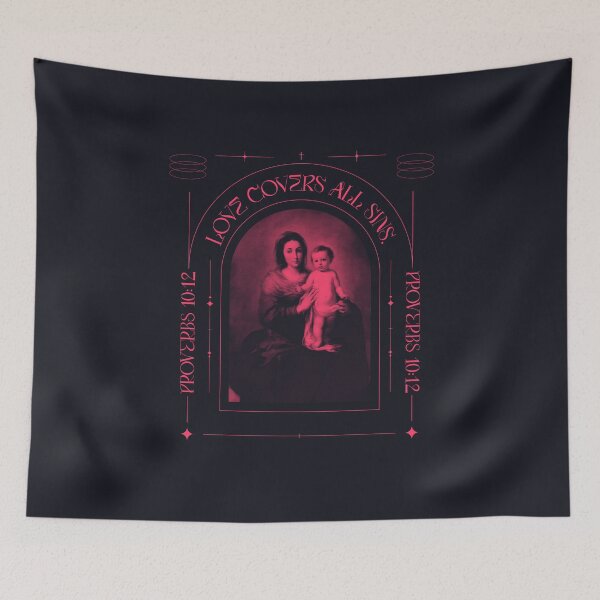 Item preview, Love Covers All Sins Proverbs 10:12 – Virgin Mary and Baby Jesus Art designed and sold by WellspringXflow.