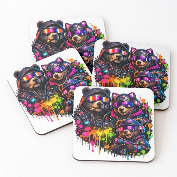Item preview, Cyberpunk Bear Family Sticker – Neon Graffiti Streetwear Vibes designed and sold by 3free3street - Neon & Graffiti Digital Art.