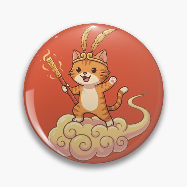 Item preview, Kawaii Monkey King Kitten on Flying Nimbus designed and sold by MythoWorldddd.