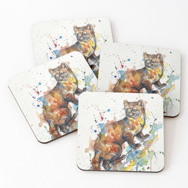 Item preview, Abstract Colorful Pine Marten Watercolor Art designed and sold by Printpix.