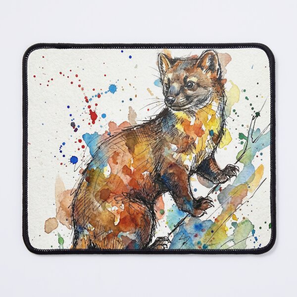 Item preview, Abstract Colorful Pine Marten Watercolor Art designed and sold by Printpix.