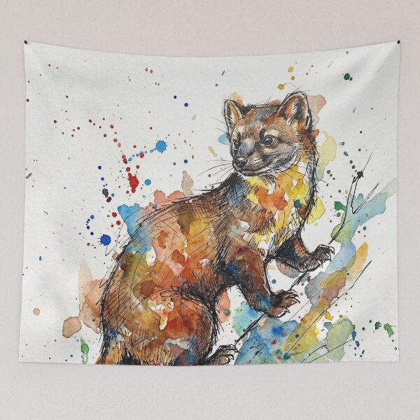 Item preview, Abstract Colorful Pine Marten Watercolor Art designed and sold by Printpix.