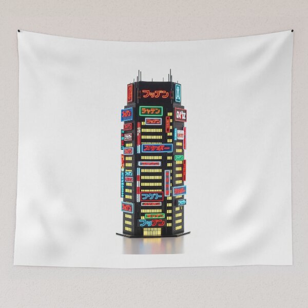 Item preview, Cyberpunk Neon Skyscraper - Futuristic City Skyline Art designed and sold by powersunlight.