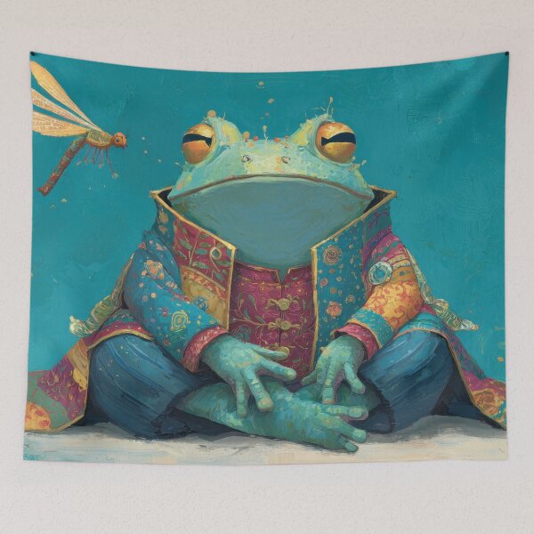 Item preview, Frog sits with dragonfly nearby designed and sold by anytka.