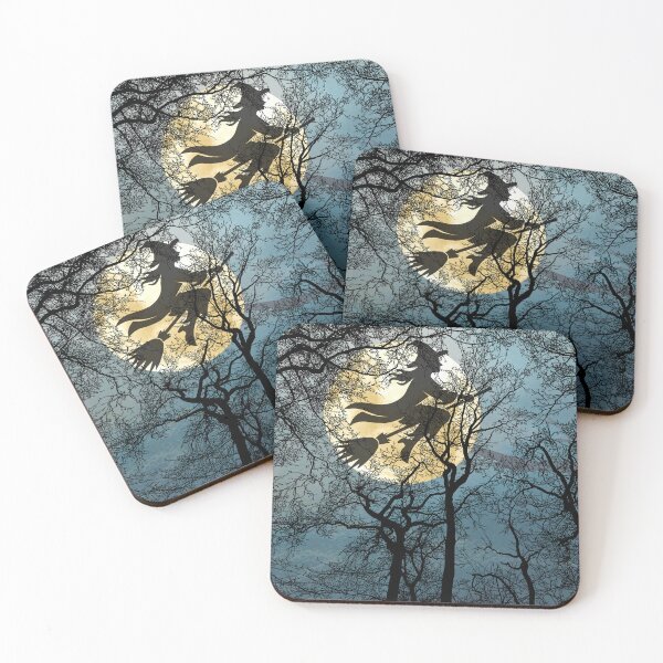 Item preview, witch flying over a full moon designed and sold by Diseño que alegran tu día.