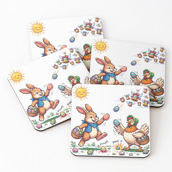 Item preview, Easter Egg Battle Pixel Art Rabbit and Hen designed and sold by FantoRed.