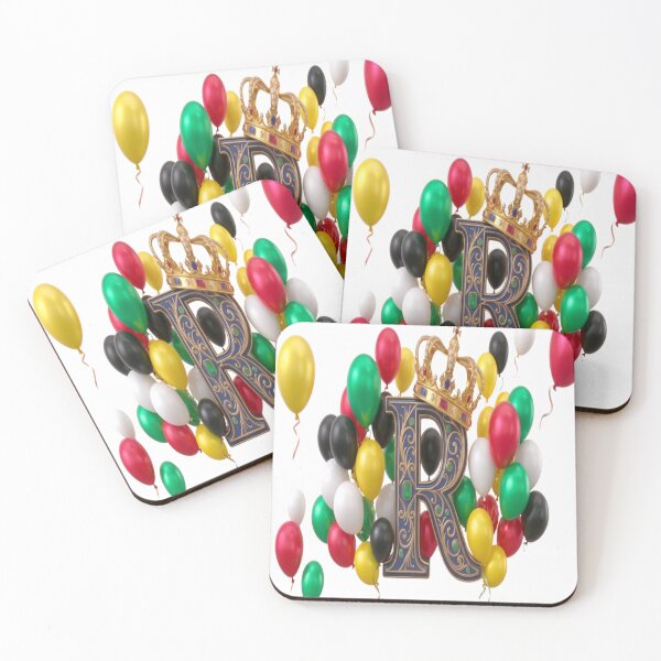 Item preview, Royal R Monogram - Elegant King's Crown & Colorful Balloon Celebration Art designed and sold by KalamAura.