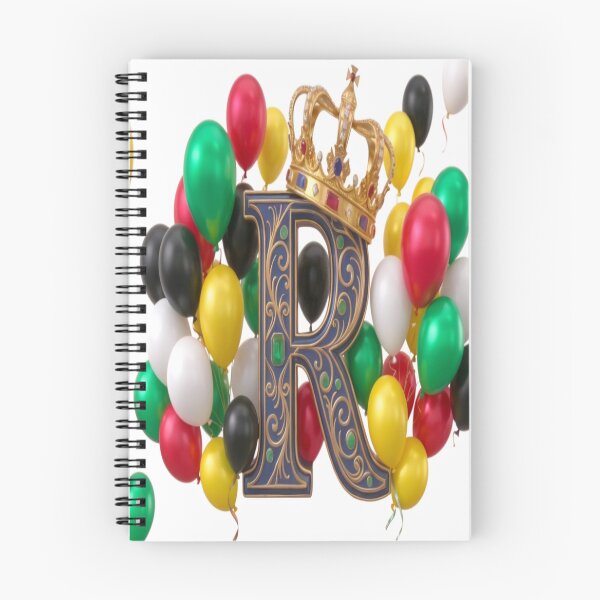 Item preview, Royal R Monogram - Elegant King's Crown & Colorful Balloon Celebration Art designed and sold by KalamAura.