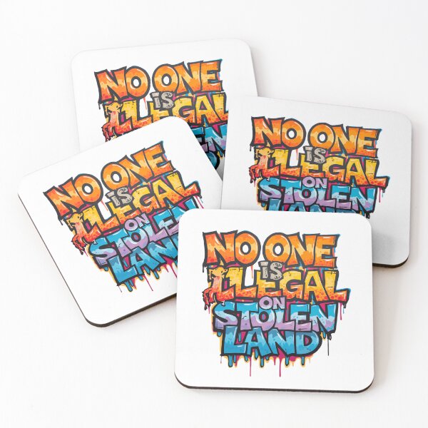 Item preview, No One Is Illegal On Stolen Land Justice Equality Freedom designed and sold by SkeletonsDanger.