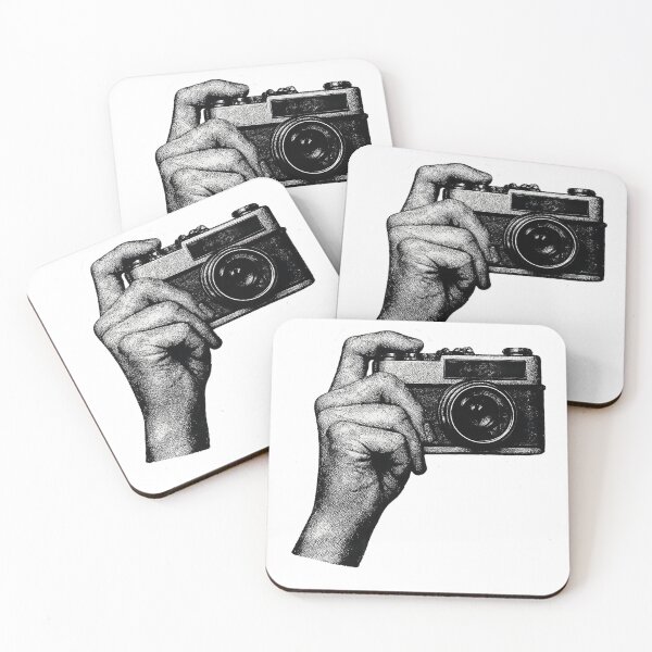 Item preview, Vintage Camera Hand Sticker | Street Photography Halftone | Black & White Photographer Graphic designed and sold by PIXEL POP DESIGNS - Beyond the Norm!.