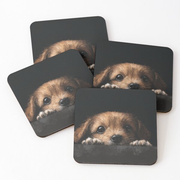 Item preview, Puppy looks over a dark surface designed and sold by anytka.