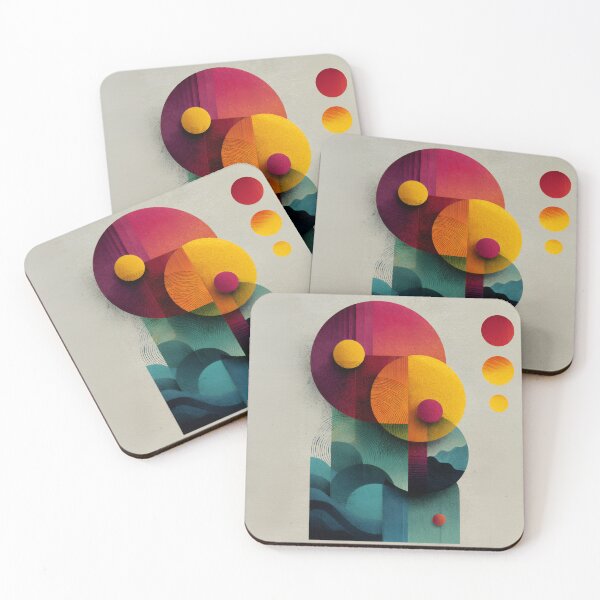 Item preview, Bold Geometric Circles Abstract with Textured Layers in Vibrant Red Yellow Teal designed and sold by EK-World.