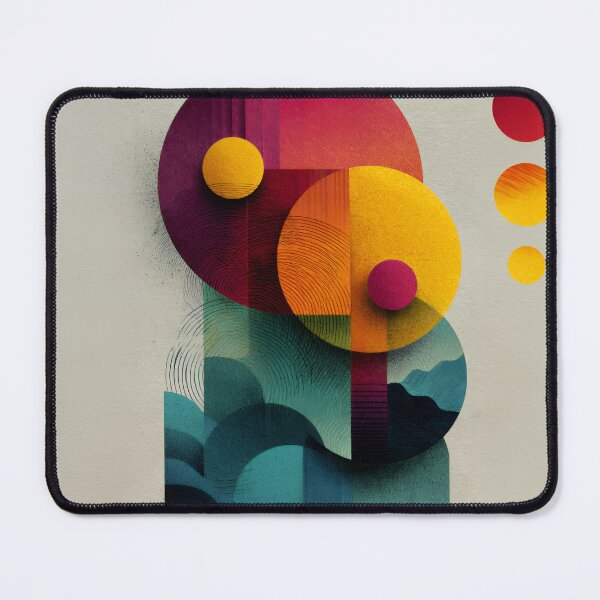 Item preview, Bold Geometric Circles Abstract with Textured Layers in Vibrant Red Yellow Teal designed and sold by EK-World.