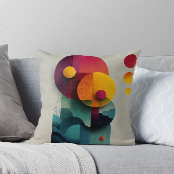 Item preview, Bold Geometric Circles Abstract with Textured Layers in Vibrant Red Yellow Teal designed and sold by EK-World.