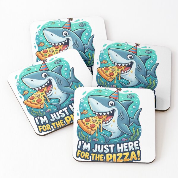 Item preview, Funny Pizza Shark Party - "I'm Just Here For The Pizza" Cartoon Sticker designed and sold by Wear Sculpt.