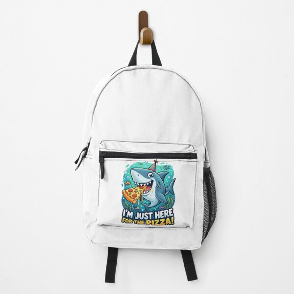 Item preview, Funny Pizza Shark Party - "I'm Just Here For The Pizza" Cartoon Sticker designed and sold by Wear Sculpt.