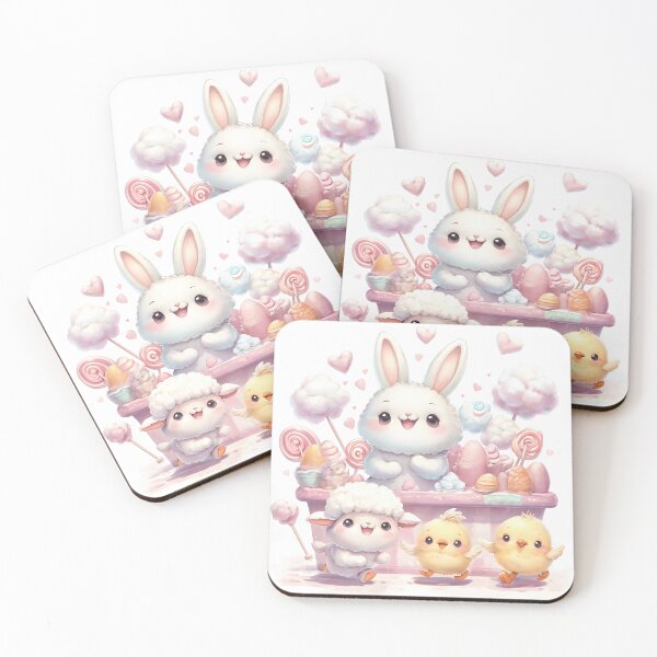 Item preview, Kawaii Easter Candy Shop Animals • Bunny, Lamb & Chicks • Pastel Cute Sweet Shop Art designed and sold by SmartyWonders.