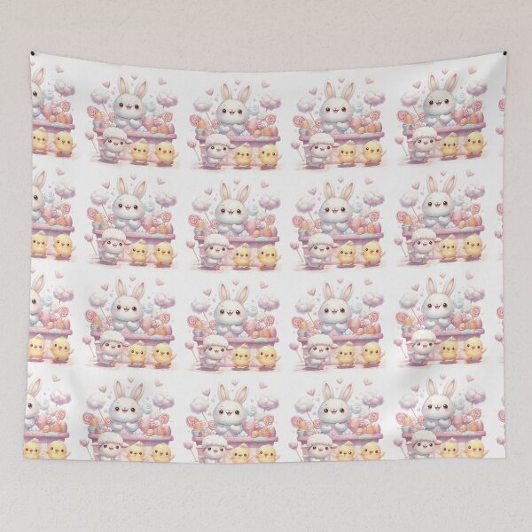 Item preview, Kawaii Easter Candy Shop Animals • Bunny, Lamb & Chicks • Pastel Cute Sweet Shop Art designed and sold by SmartyWonders.