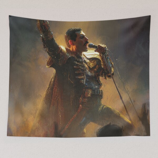 Item preview, Freddie Mercury Mythic Rock Emperor Golden Stage Fantasy Illustration designed and sold by SHOCAMPOS DESIGNS .